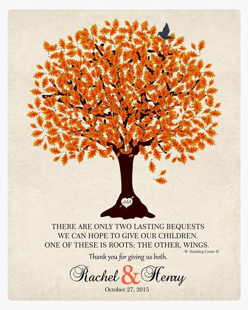 Orange Oak Tree Wedding Wall Plaque Gift for Parents LTC-1101