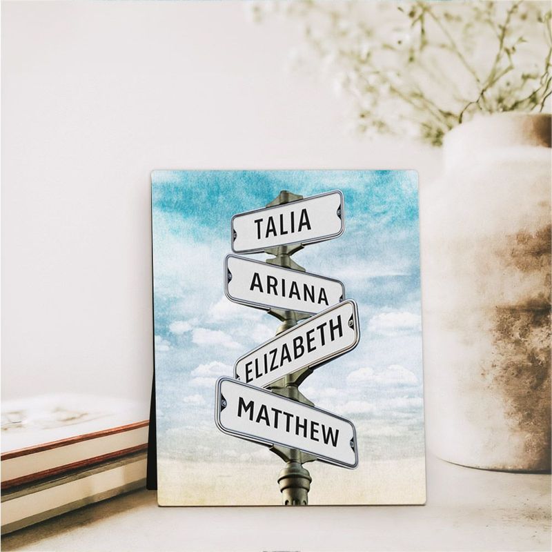 Family Signpost 4 Names 2nd Anniversary Desktop Plaque Gift for Couple D-1939
