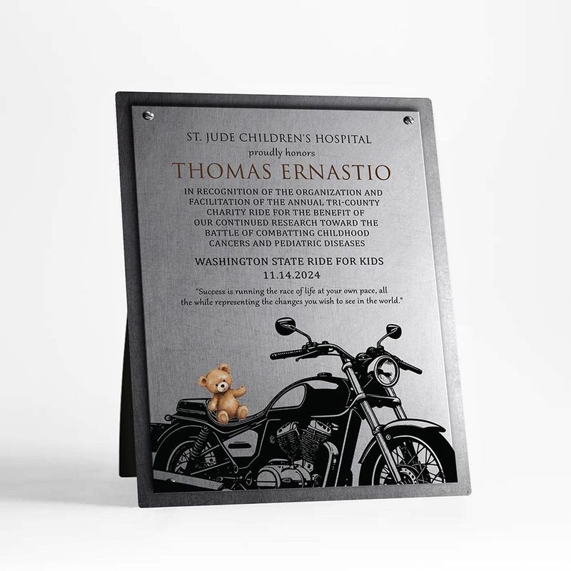 Tin Motorcylce Event Fund Raising Desktop Plaque Gift for Bikers D-2101