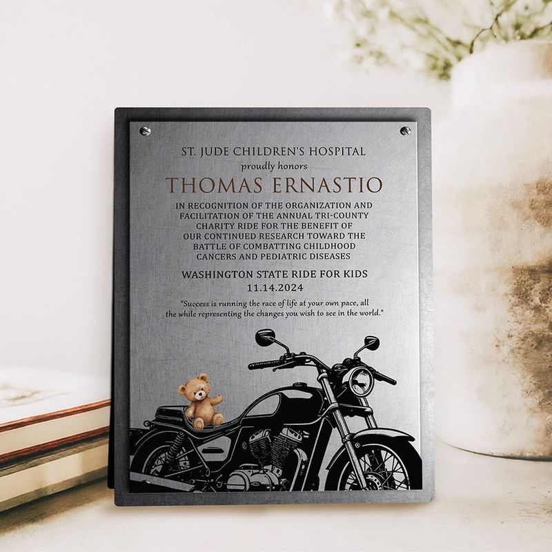 Tin Motorcylce Event Fund Raising Desktop Plaque Gift for Bikers D-2101