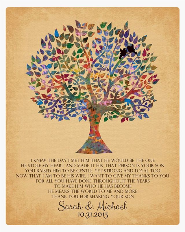 Gold Watercolor Tree Wedding Wall Plaque Gift for Mother Of The Groom LTC-1257
