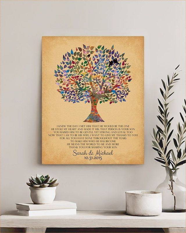 Gold Watercolor Tree Wedding Wall Plaque Gift for Mother Of The Groom LTC-1257
