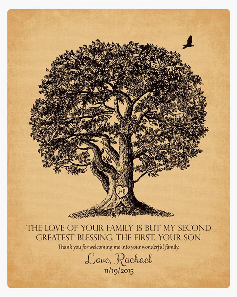 Yellow Old Oak Tree Wedding Wall Plaque Gift for Mother Of The Groom LTC-1157