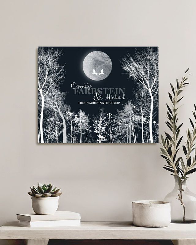 #1 Best Seller - Full Moon Tree Forest Anniversary Wall Plaque Gift for Couple LTC-1148
