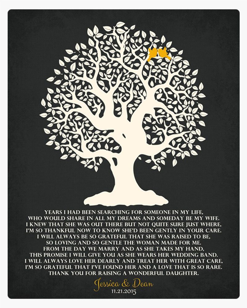 Black Knotty Tree Wedding Wall Plaque Gift for Mother Of The Bride LTC-1125