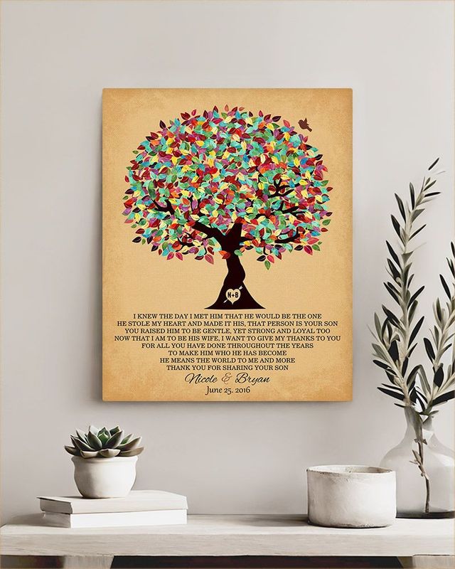 Gold Colorful Summer Tree Wedding Wall Plaque Gift for Mother Of The Groom LTC-1203