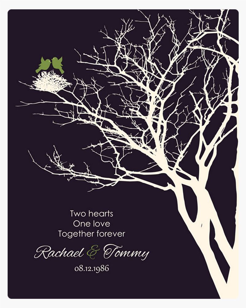 Purple Branchy Tree with Nest 15thAnniversary Wall Plaque Gift for Couple LTC-1364