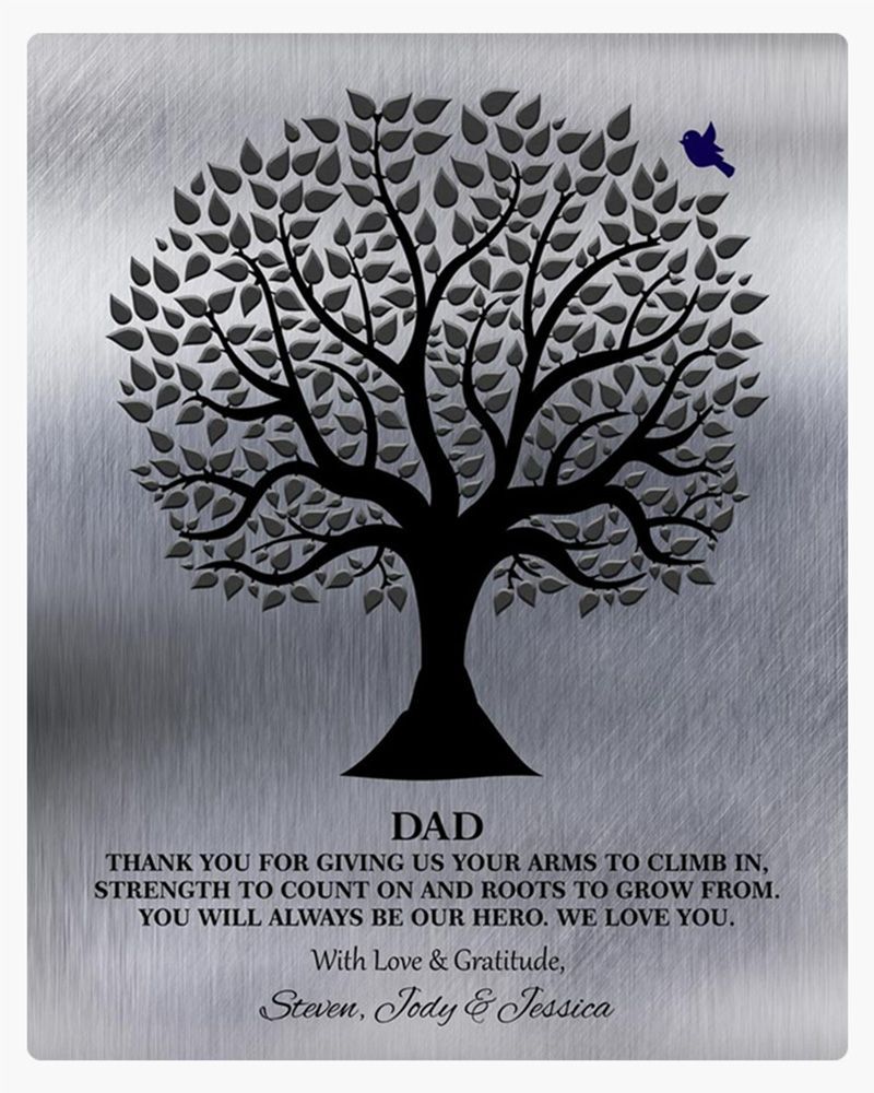 Tree Silhouette and Bird Tin Father&#39;s Day Wall Plaque Gift for Dad LTC-1215
