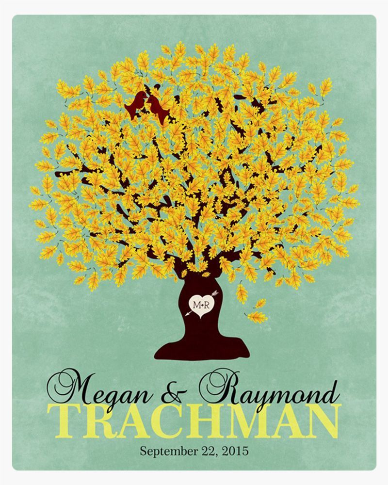 Yellow Oak Tree Wedding Wall Plaque Gift for Couple LTC-1107