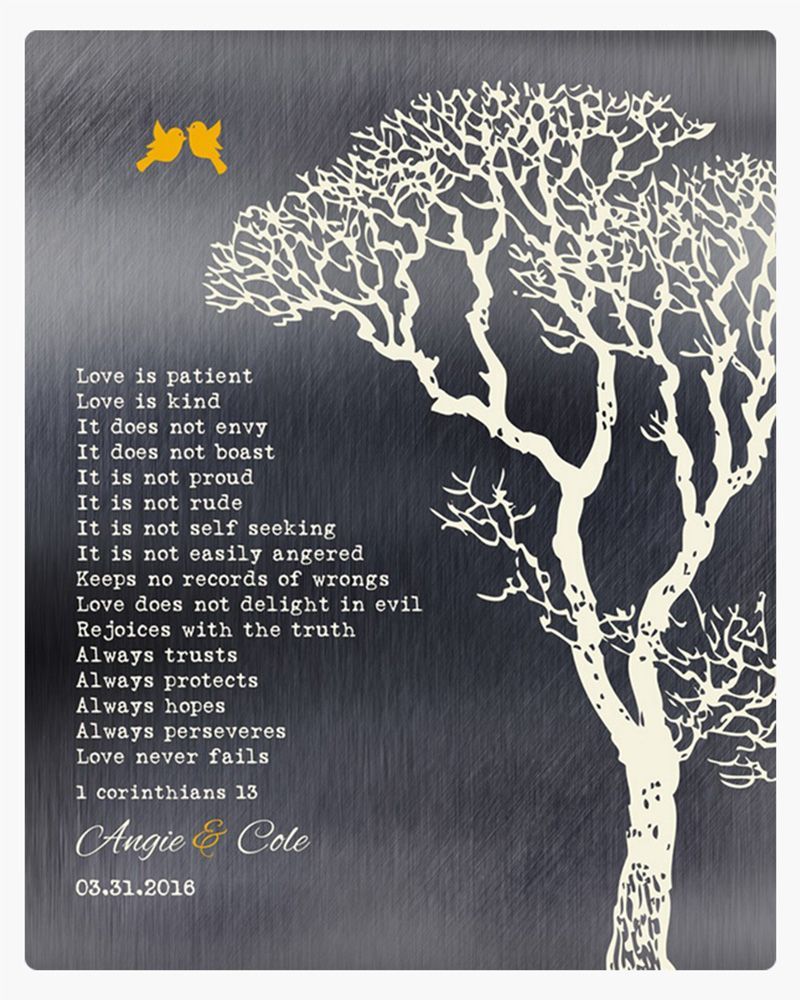 White Tin Bare Tree 10th Anniversary Wall Plaque Gift for Couple LTC-1297