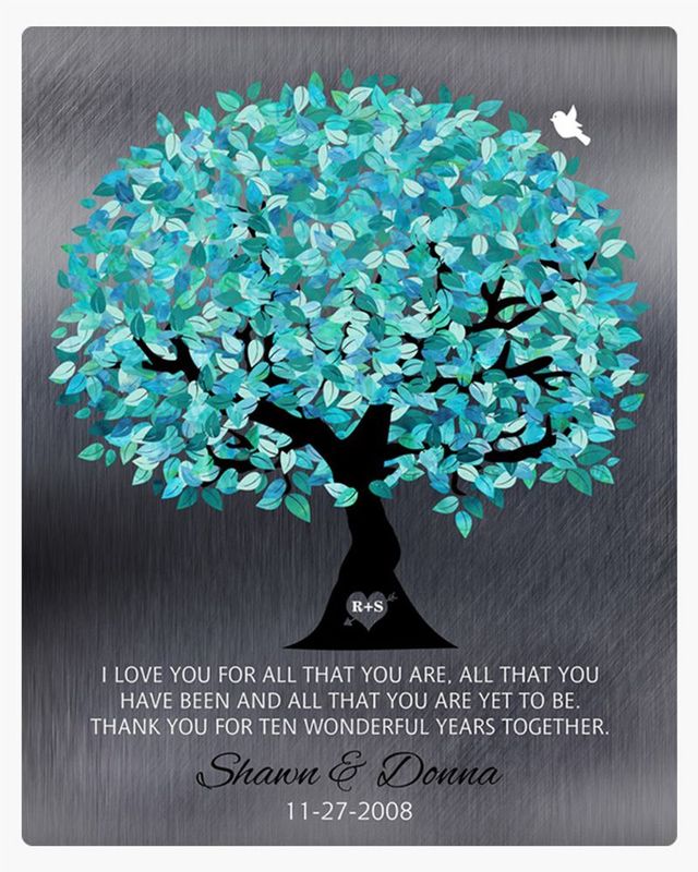 #1 Best Seller - Tin Canopy Tree 10th Anniversary Wall Plaque Gift for Couple LTC-1265