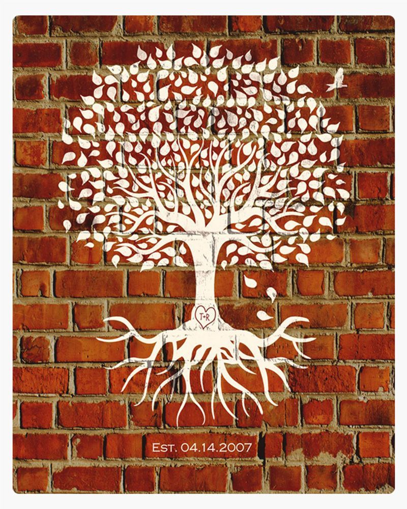 White Brick Tree with Roots 8th Anniversary Wall Plaque Gift for Couple LTC-1382