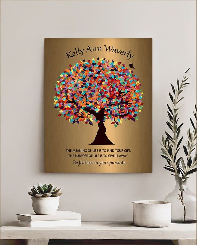 Multicolor Brass Colorful Spring Tree Leadership Appreciation Wall Plaque Gift for Mentee LTC-1496