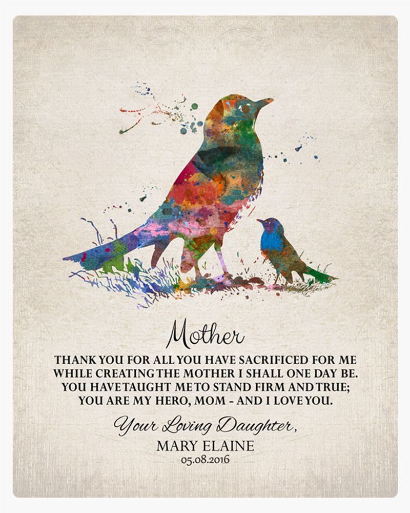 Bright Watercolor Birds Mother&#39;s Day Wall Plaque Gift for Mom LTC-1217