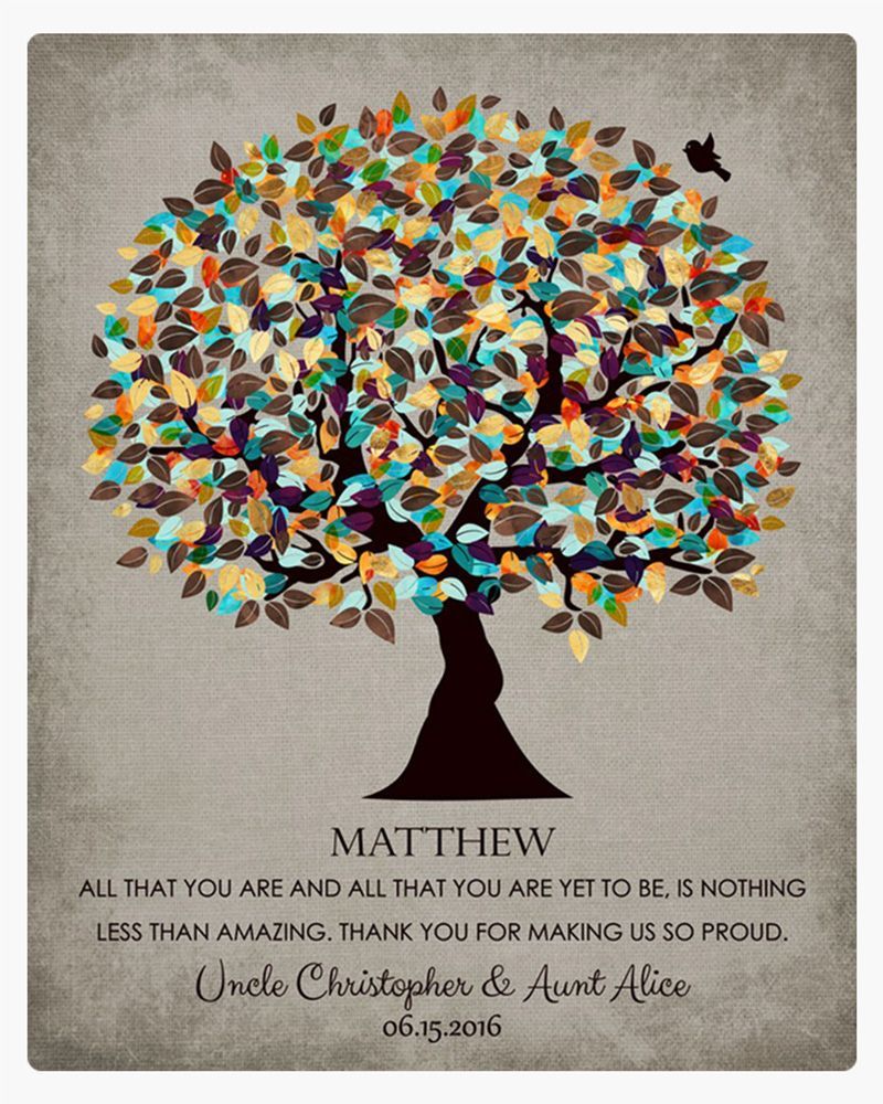 Multicolor Autumn Tree Graduation Wall Plaque Gift for Nephew LTC-1324