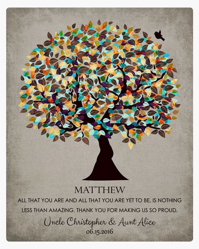 Multicolor Autumn Tree Graduation Wall Plaque Gift for Nephew LTC-1324