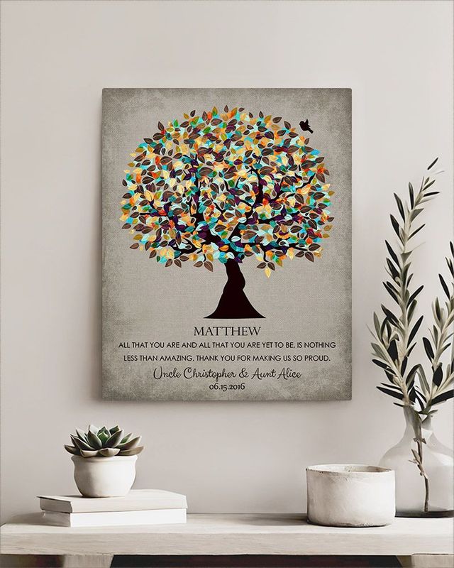 Multicolor Autumn Tree Graduation Wall Plaque Gift for Nephew LTC-1324