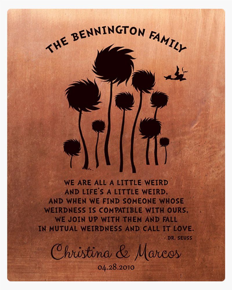 Black Copper Cypress Tree 7th Anniversary Wall Plaque Gift for Couple LTC-1468