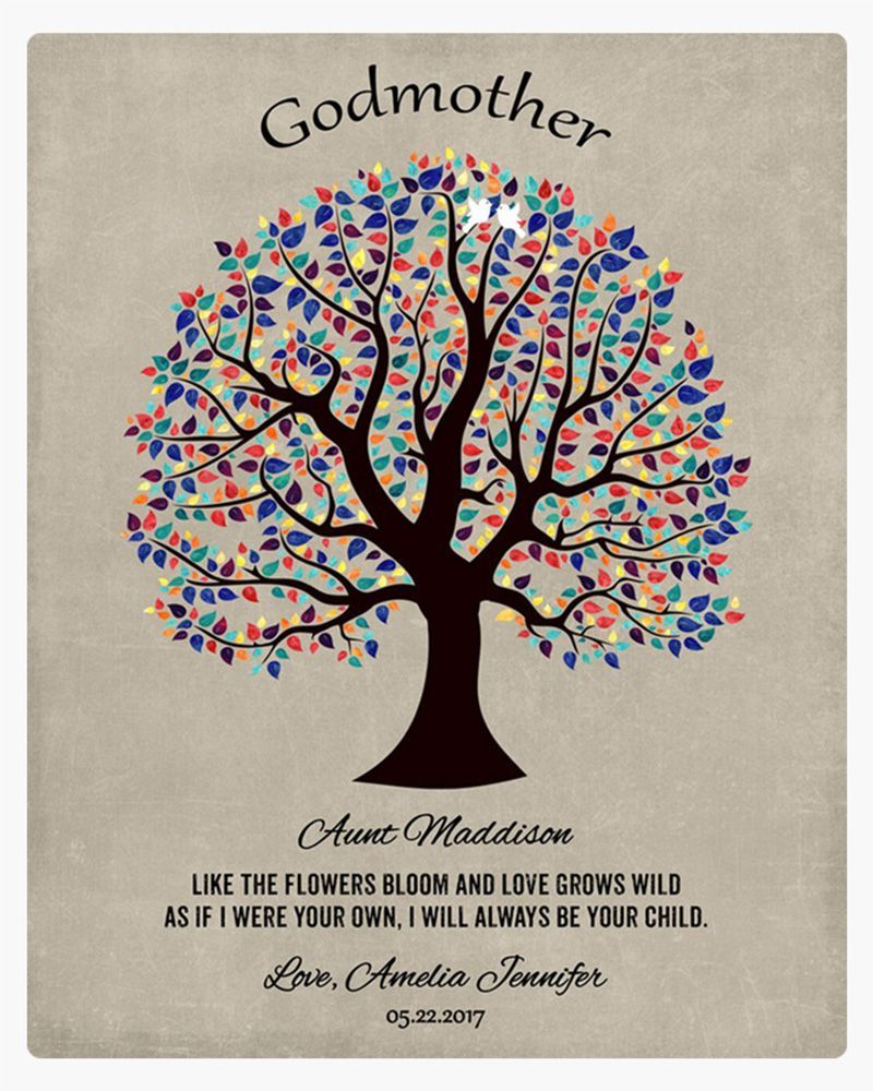Multicolor Curly Tree Faith Milestone Wall Plaque Gift for Godmother LTC-1460