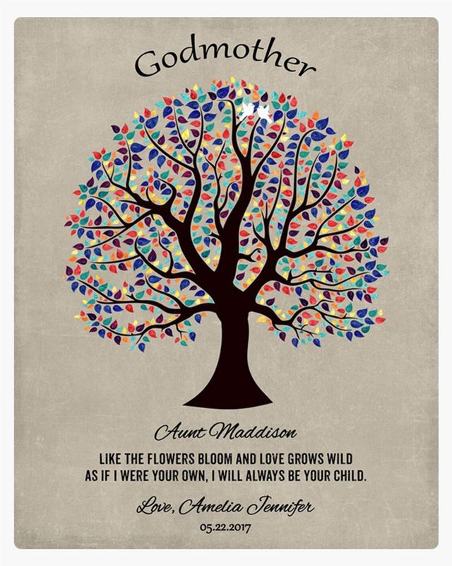 Multicolor Curly Tree Faith Milestone Wall Plaque Gift for Godmother LTC-1460
