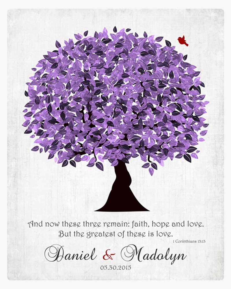 Purple Purple Purple Tree 10th Anniversary Wall Plaque Gift for Couple LTC-1476