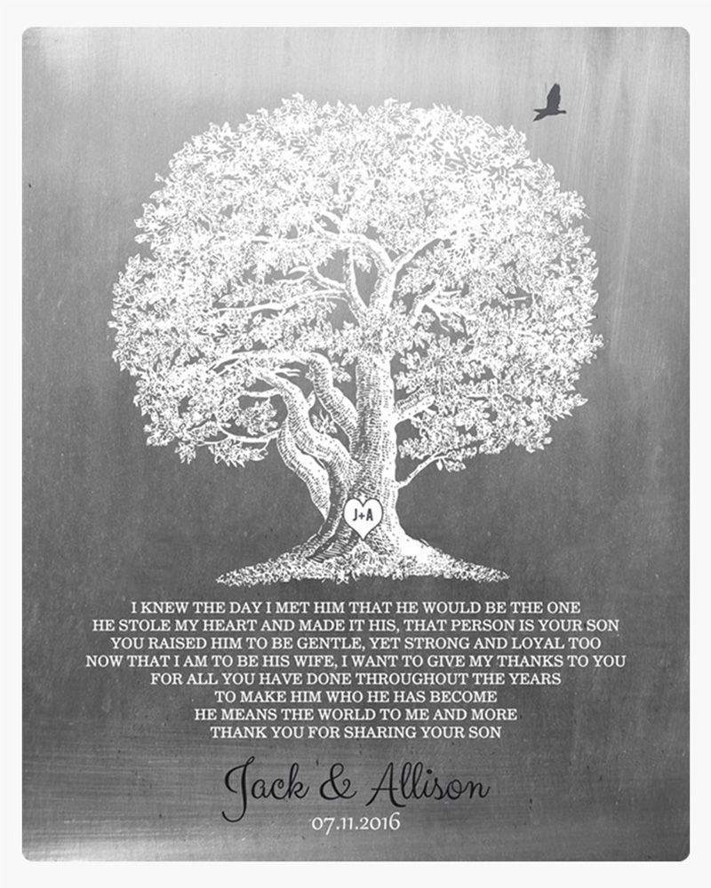 White Tin White Oak Tree Wedding Wall Plaque Gift for Mother Of The Groom LTC-1406