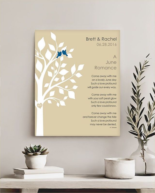 Beige White Half Tree Engagement Wall Plaque Gift for Couple LTC-1706