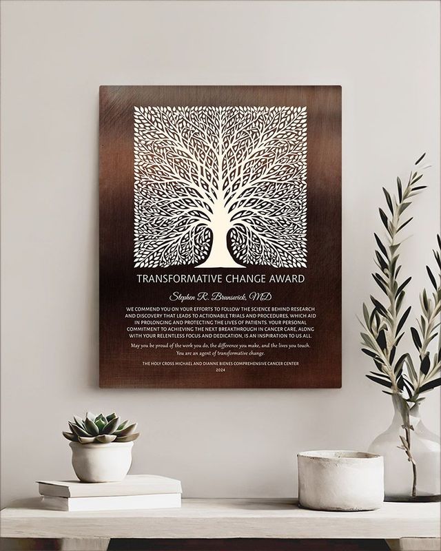 White Bronze Elaborate Square Tree Medical Recognition Wall Plaque Gift for Doctor LTC-1582