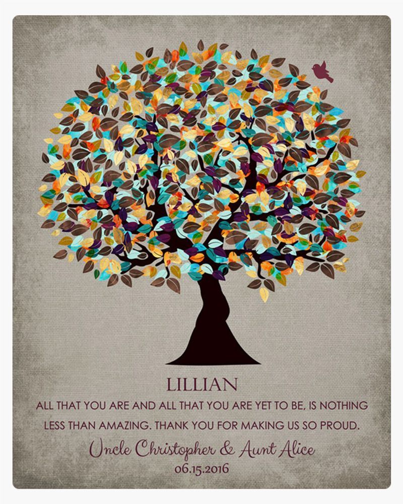 Multicolor Autumn Tree Graduation Wall Plaque Gift for Niece LTC-1325
