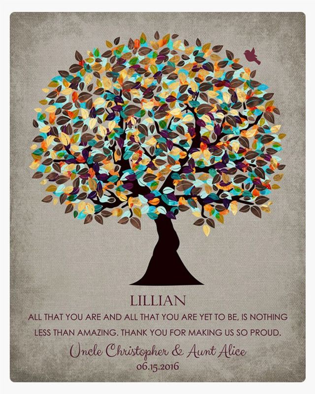 Multicolor Autumn Tree Graduation Wall Plaque Gift for Niece LTC-1325