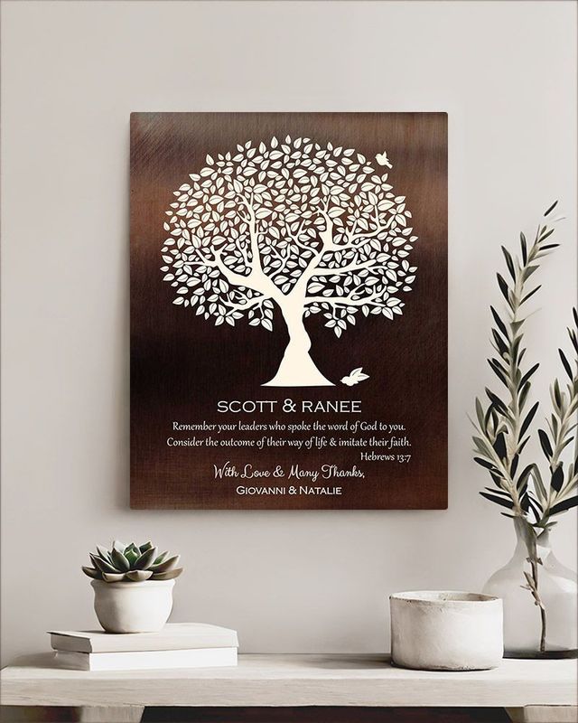 White Bronze Tree Silhouette Leadership Appreciation Wall Plaque Gift for Mentor LTC-1495