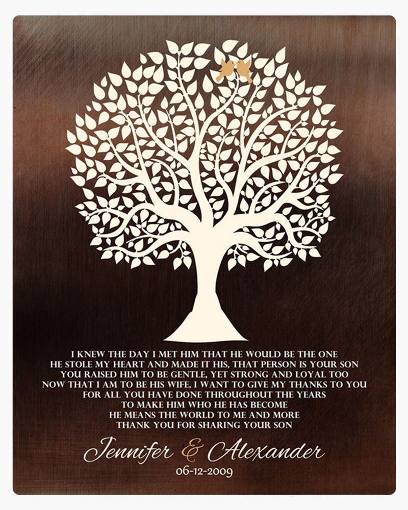 White Bronze Tree Silhouette Wedding Wall Plaque Gift for Mother Of The Groom LTC-1419