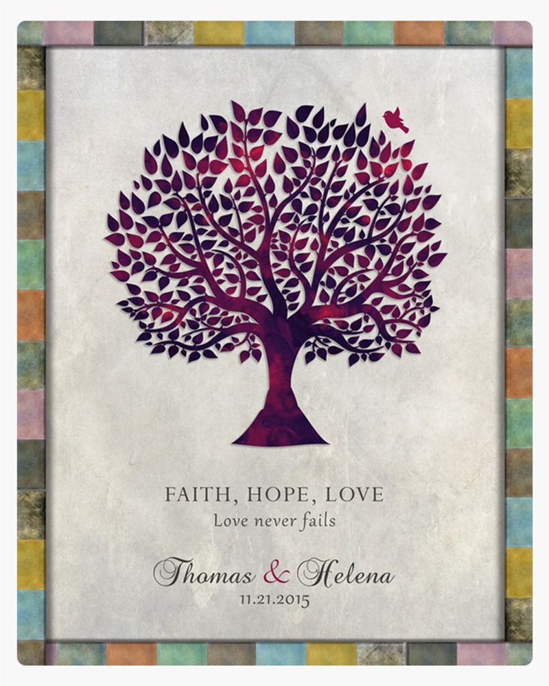 Multicolor Purple Tree Silhouette Anniversary Wall Plaque Gift for Couple LTC-1525