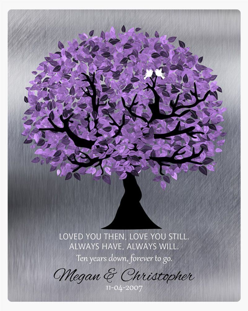 Purple Tin Purple Tree 10th Anniversary Wall Plaque Gift for Couple LTC-1480