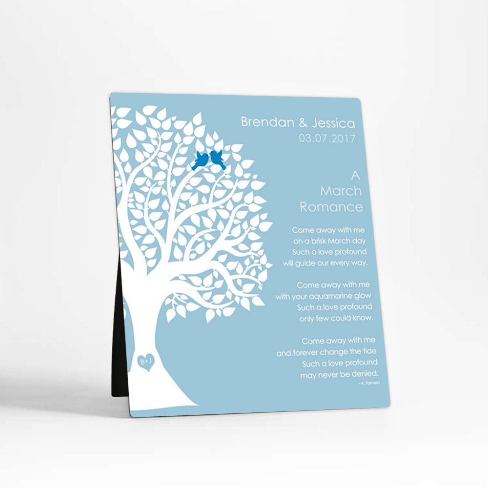 Half Silhouette Tree Engagement Desktop Plaque Gift for Couple D-1703