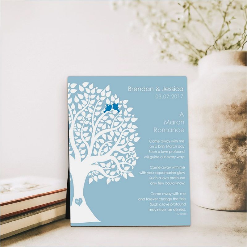 Half Silhouette Tree Engagement Desktop Plaque Gift for Couple D-1703