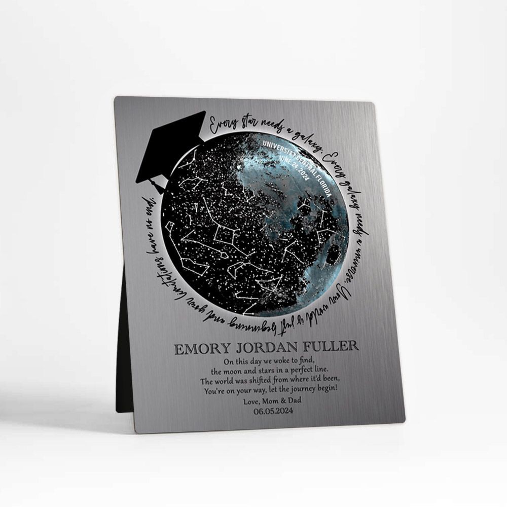 Tin Moon and Star Map graduation Desktop Plaque Gift for Graduate D-1577
