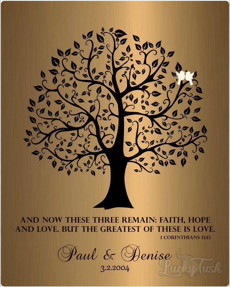 Black Brass Onyx Curly Tree 8th Anniversary Wall Plaque Gift for Couple LTC-1456