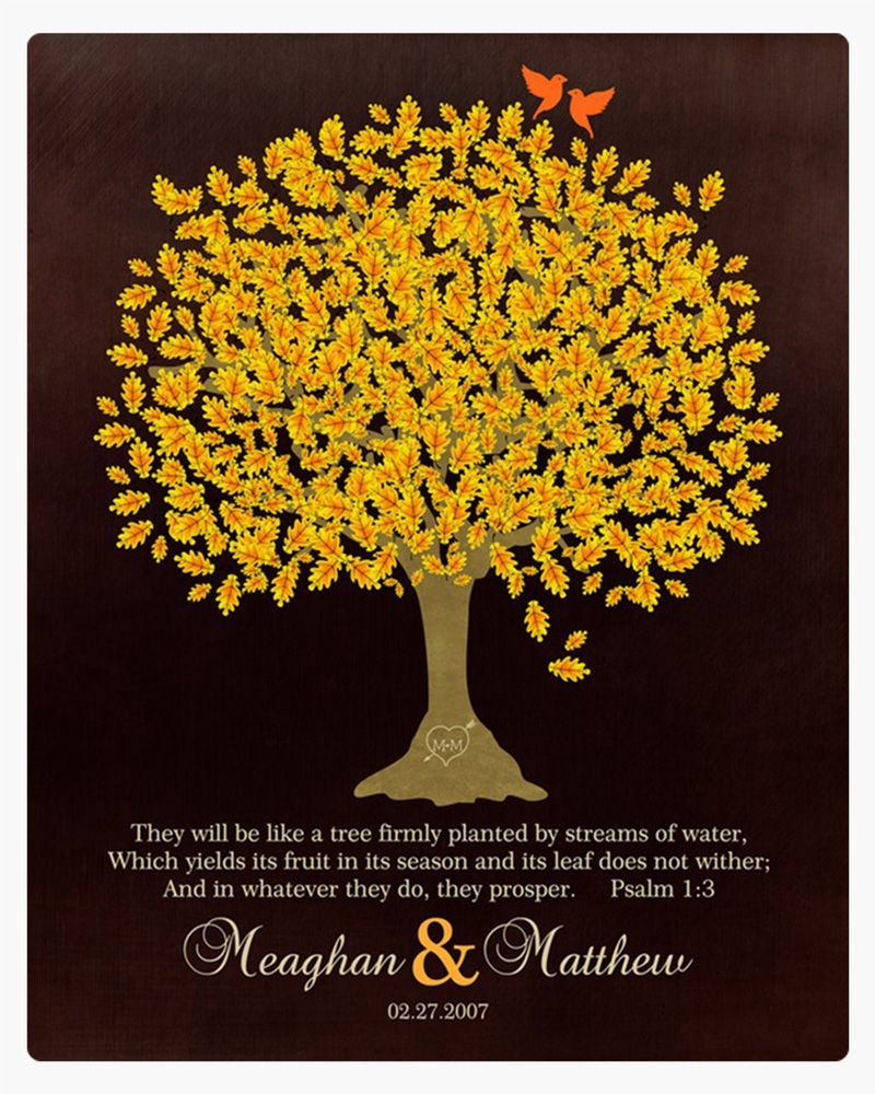 Bronze Golden Oak Tree Anniversary Wall Plaque Gift for Couple LTC-1411