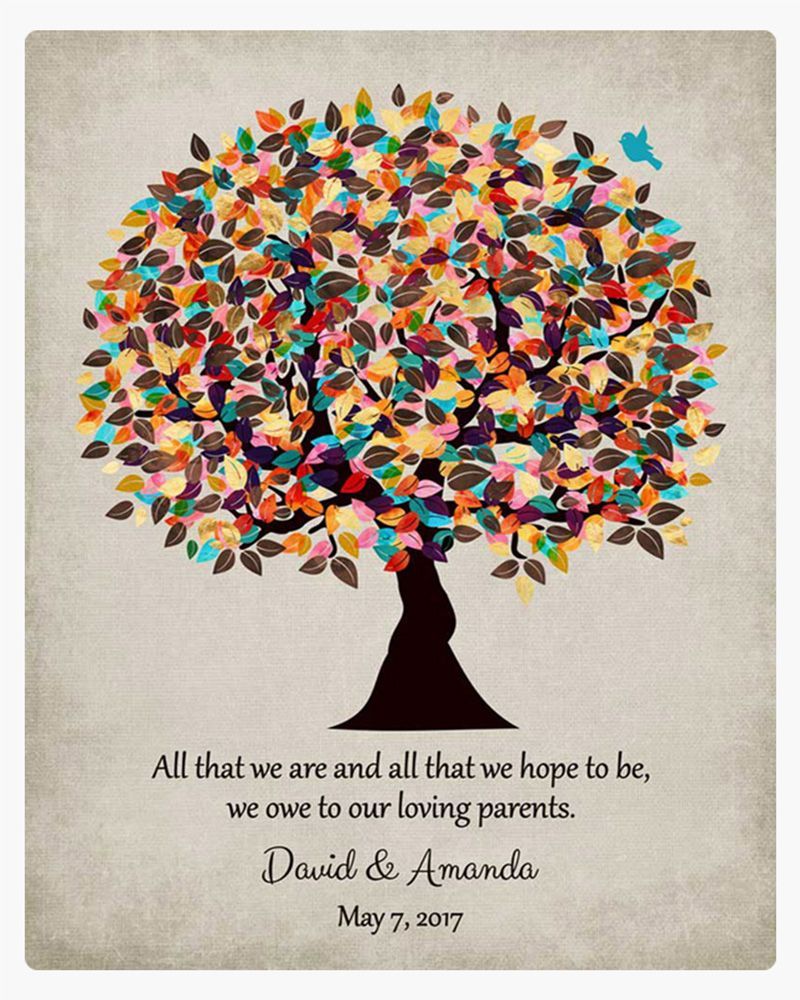 Multicolor Autumn Tree Wedding Wall Plaque Gift for Parents LTC-1504