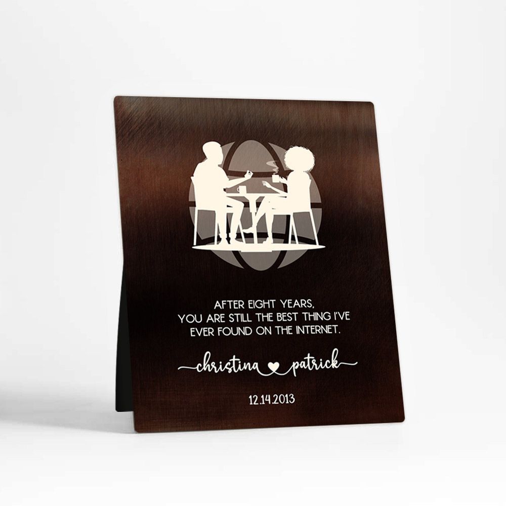 Bronze Couple Silhouette 8th Anniversary Desktop Plaque Gift for Couple D-1568