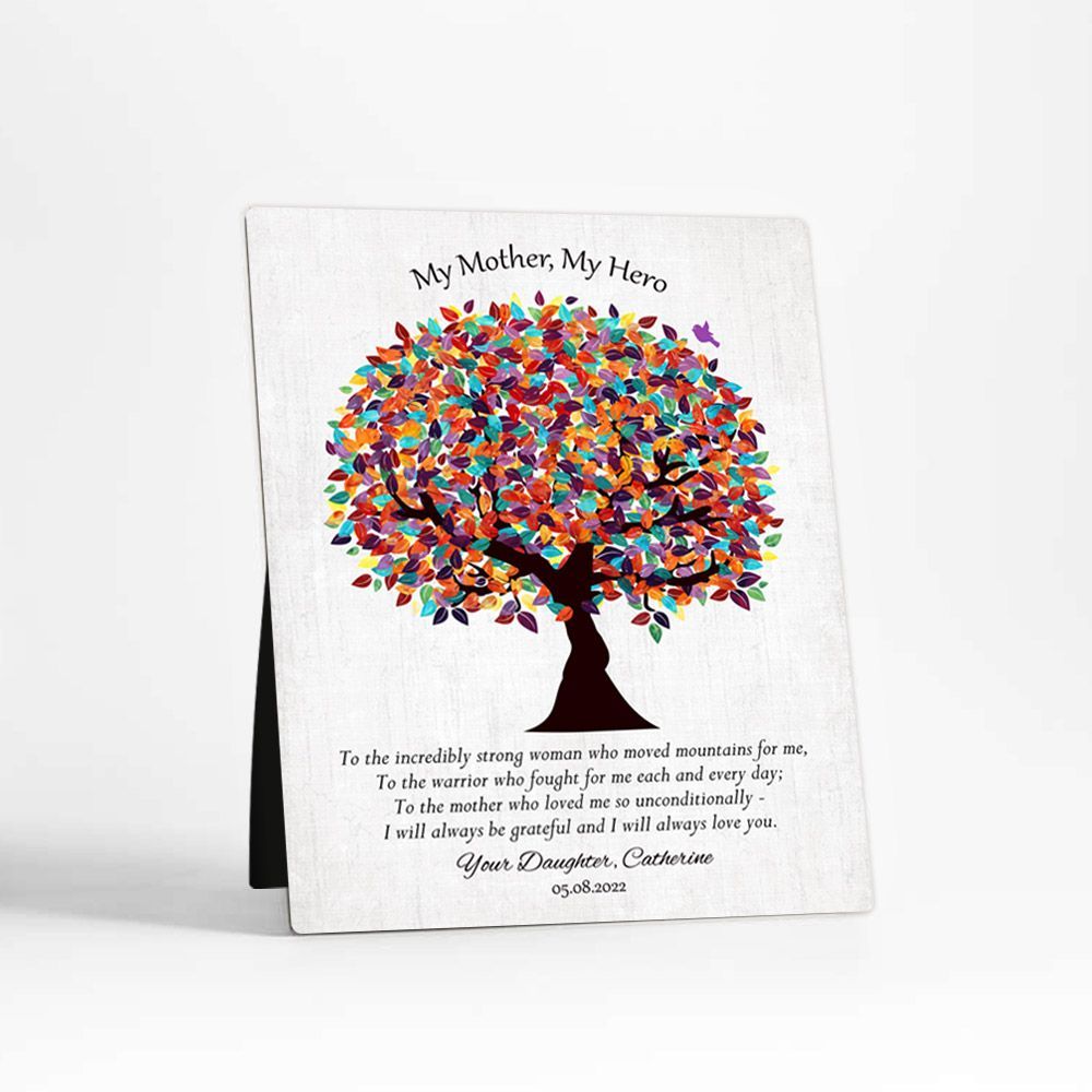 Spring Tree Family Desktop Metal Plaque For Mom D-1555