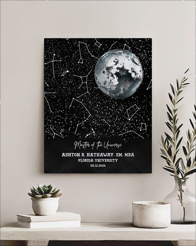 #1 Best Seller - Moon and Star Map graduation Wall Plaque Gift for Graduate LTC-1580