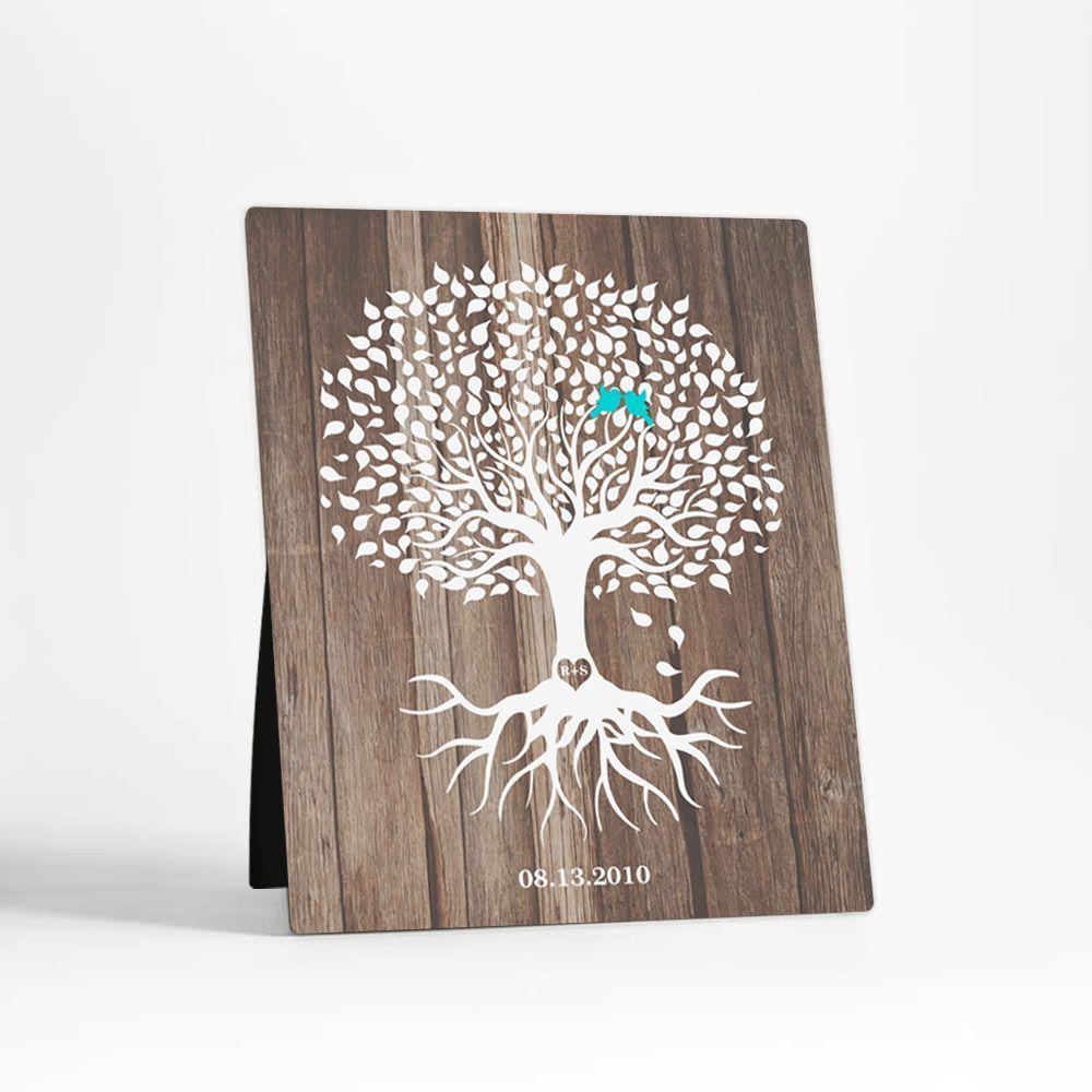 Wood Tree with Roots 5th Anniversary Desktop Plaque Gift for Couple D-1726