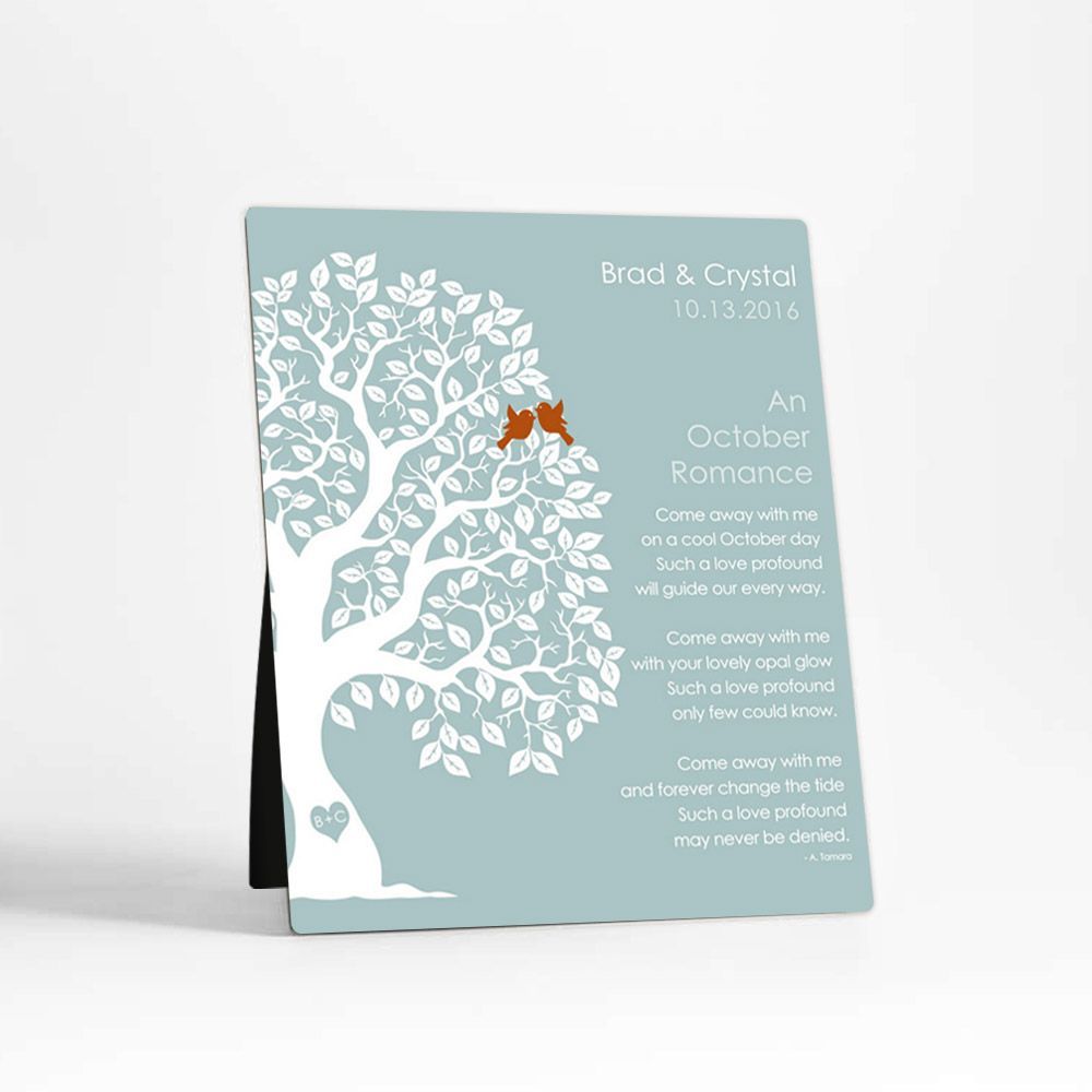 Half Artful Tree Engagement Desktop Plaque Gift for Couple D-1710