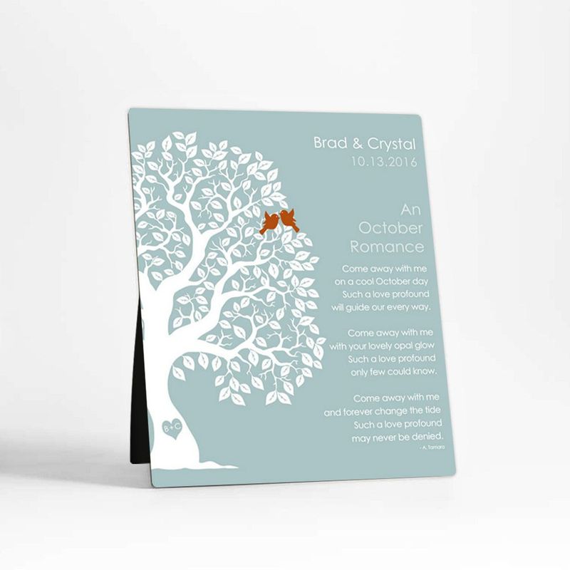 Half Artful Tree Engagement Desktop Plaque Gift for Couple D-1710