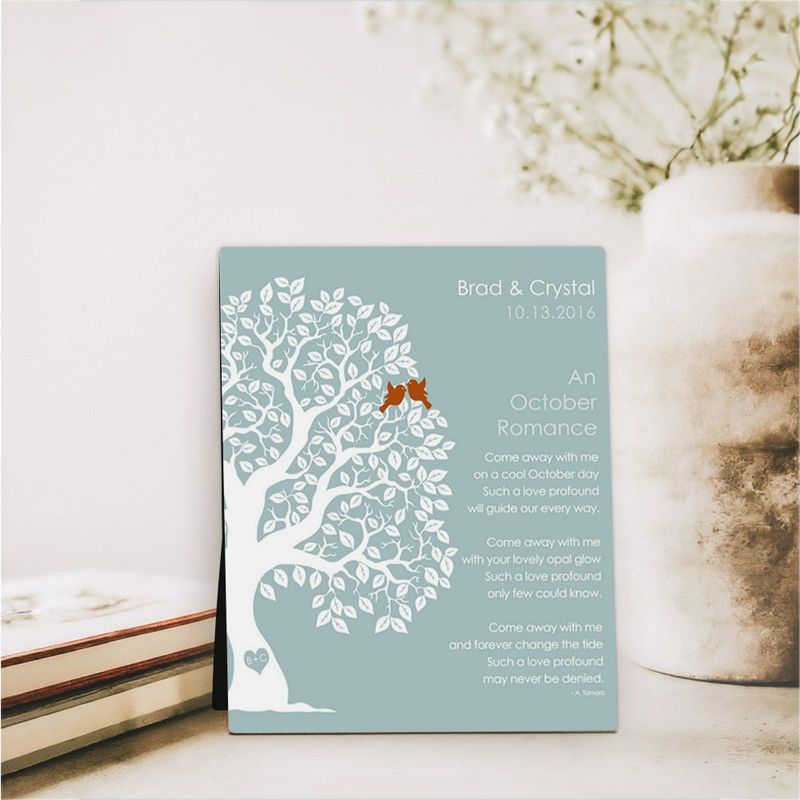 Half Artful Tree Engagement Desktop Plaque Gift for Couple D-1710