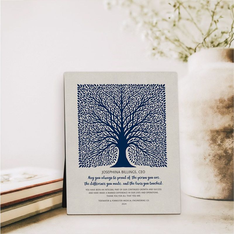 #1 Best Seller - Elaborate Square Tree Leadership Appreciation Desktop Plaque Gift for Employee D-1581