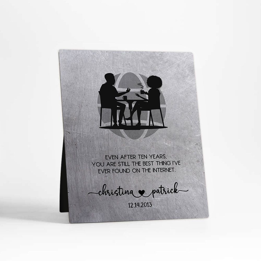Platinum Couple Silhouette 20th Anniversary Desktop Plaque Gift for Couple D-1569