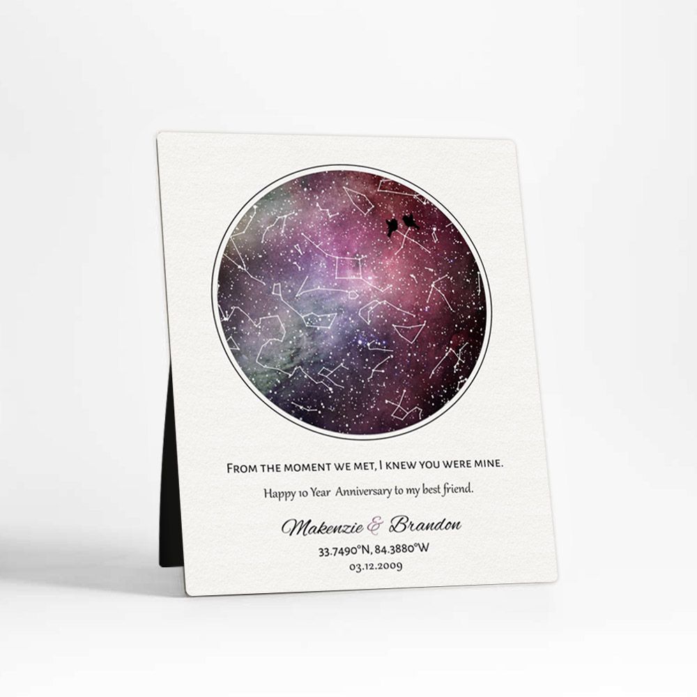 Star Map 10th Anniversary Desktop Plaque Gift for Couple D-1752